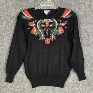 Regency Collection Sweater Women's Large Acrylic Blend Black Knitted L